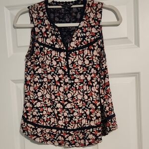 Lucky Brand Blue and Red Floral Blouse